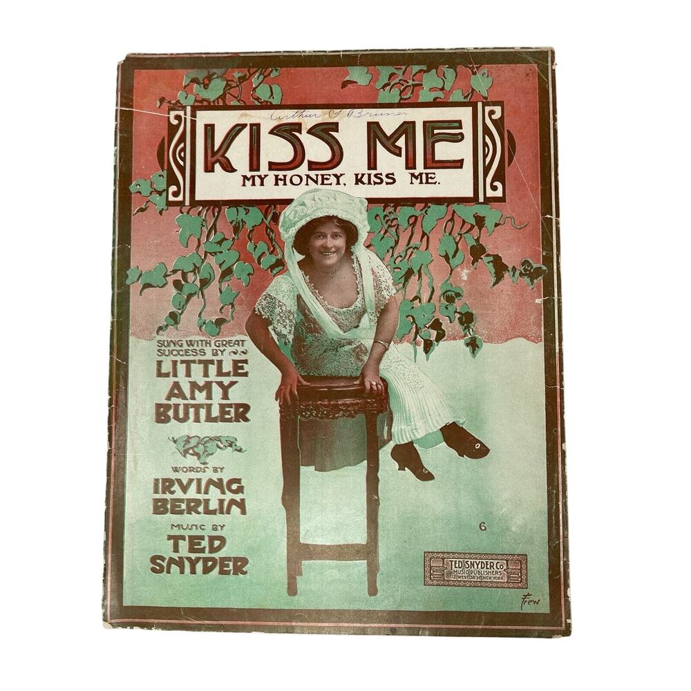 1910 Kiss Me My Honey Kiss Me Sheet Music‎ Irving Berlin Little Amy Butler